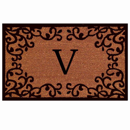 Monogram Door Mat, Natural, Black, 18 in W x 30 in L